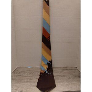 Vintage Gino Pompeii Made In Italy Brown Multicolor Striped Polyester Tie